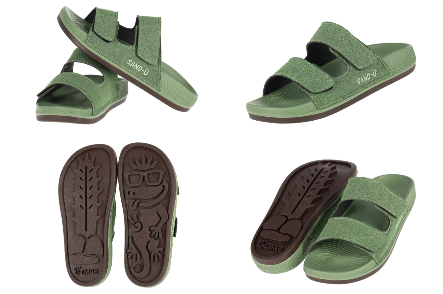 Sand-U sandals different angles showing side, top, sole