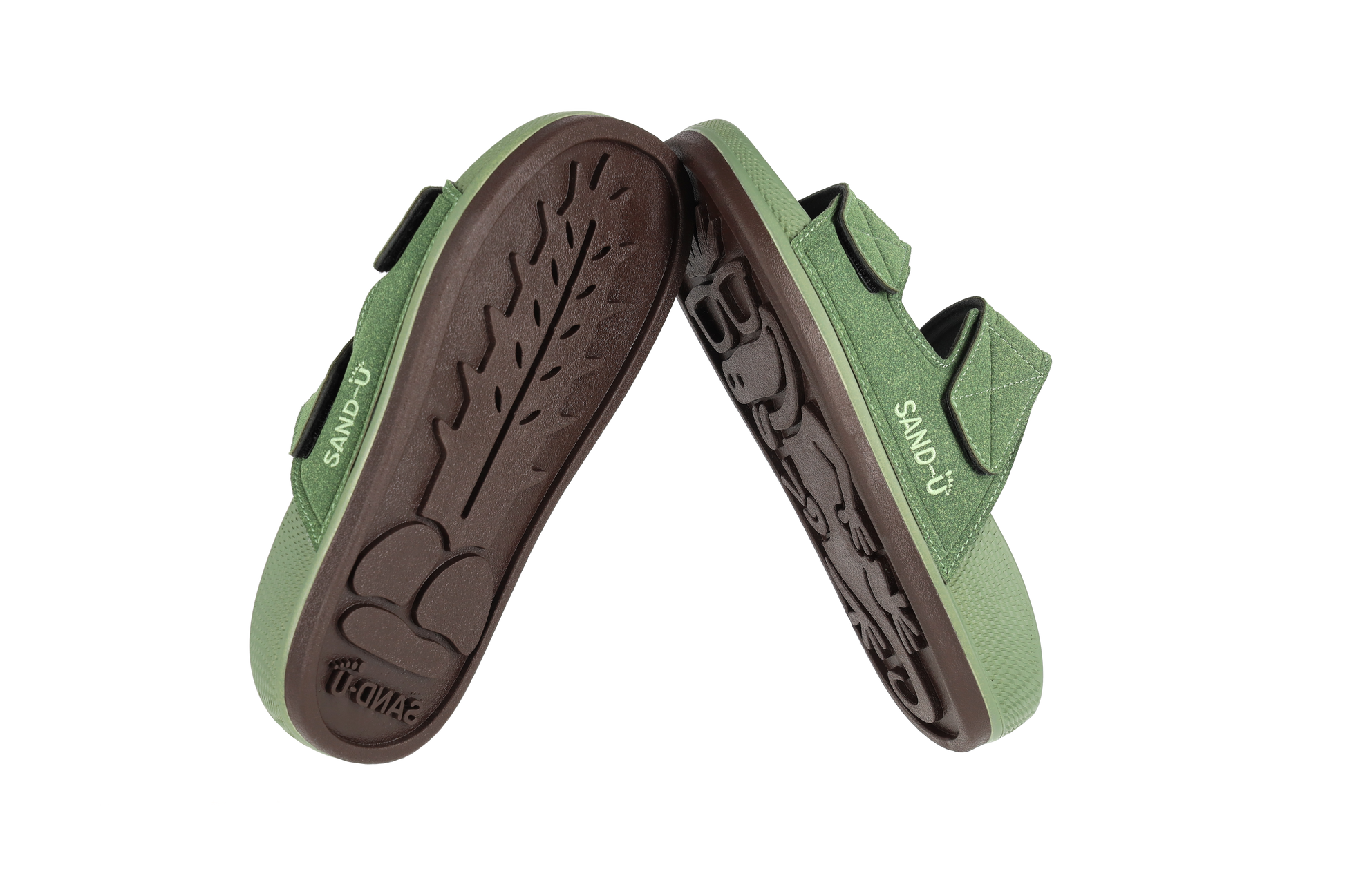 Footprint Sand-U sandals with brown soles cactus and lizard prints